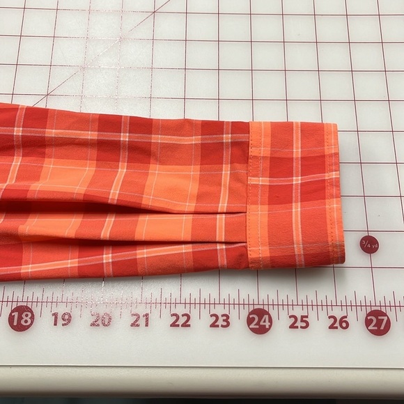 DULUTH TRADING Outdoor Hiking Cabin Vented Fishing Orange Plaid Nylon Shirt L - Picture 13 of 16